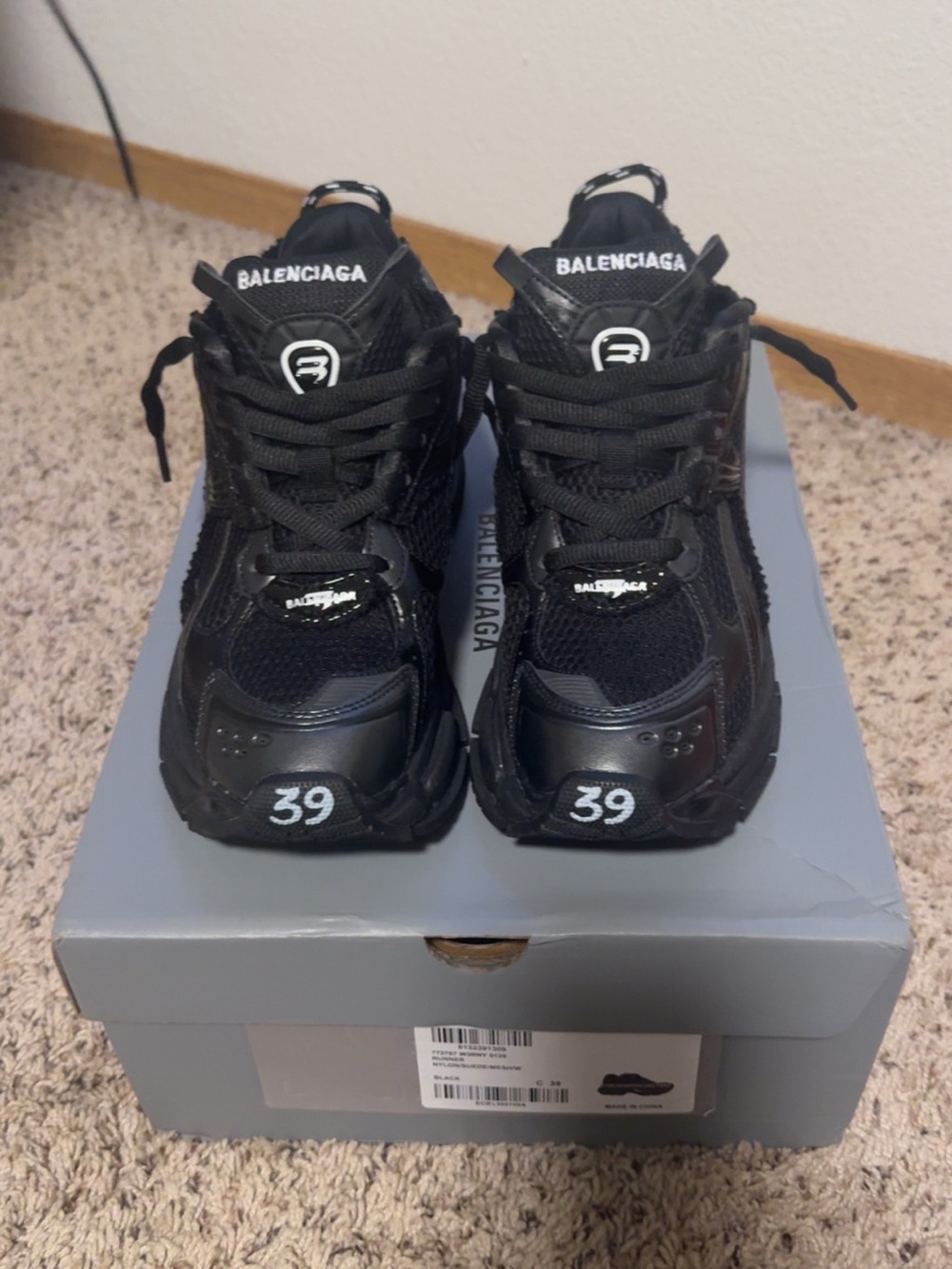 Balenciaga Kids Black Triple S-Style Sneakers
